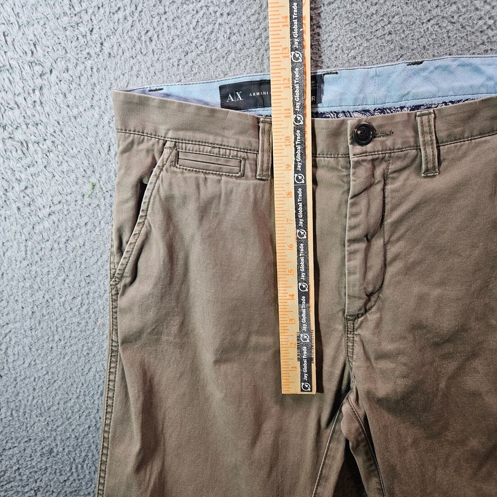 Armani Exchange Chino Pants Men 32 x 32 Relaxed Straight Cotton Greenish‎ Brown - Picture 7 of 14